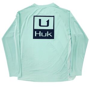Huk Men's Sz Large Pursuit Long Sleeve Performance Fishing Shirt Sea Foam Green
